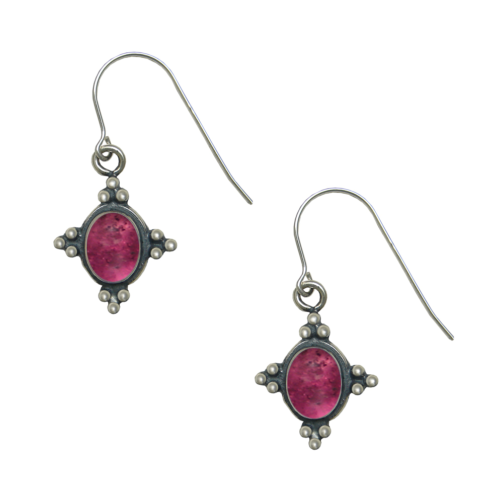 Sterling Silver Small Pink Tourmaline Gemstone Drop Dangle Earrings